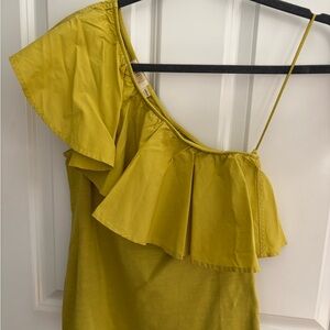 Neon Yellow One-Shoulder Ruffle Top